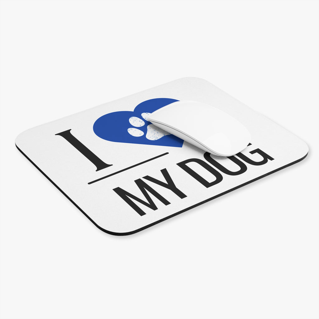 I Love My Dog Mouse Pad - Blue Heart