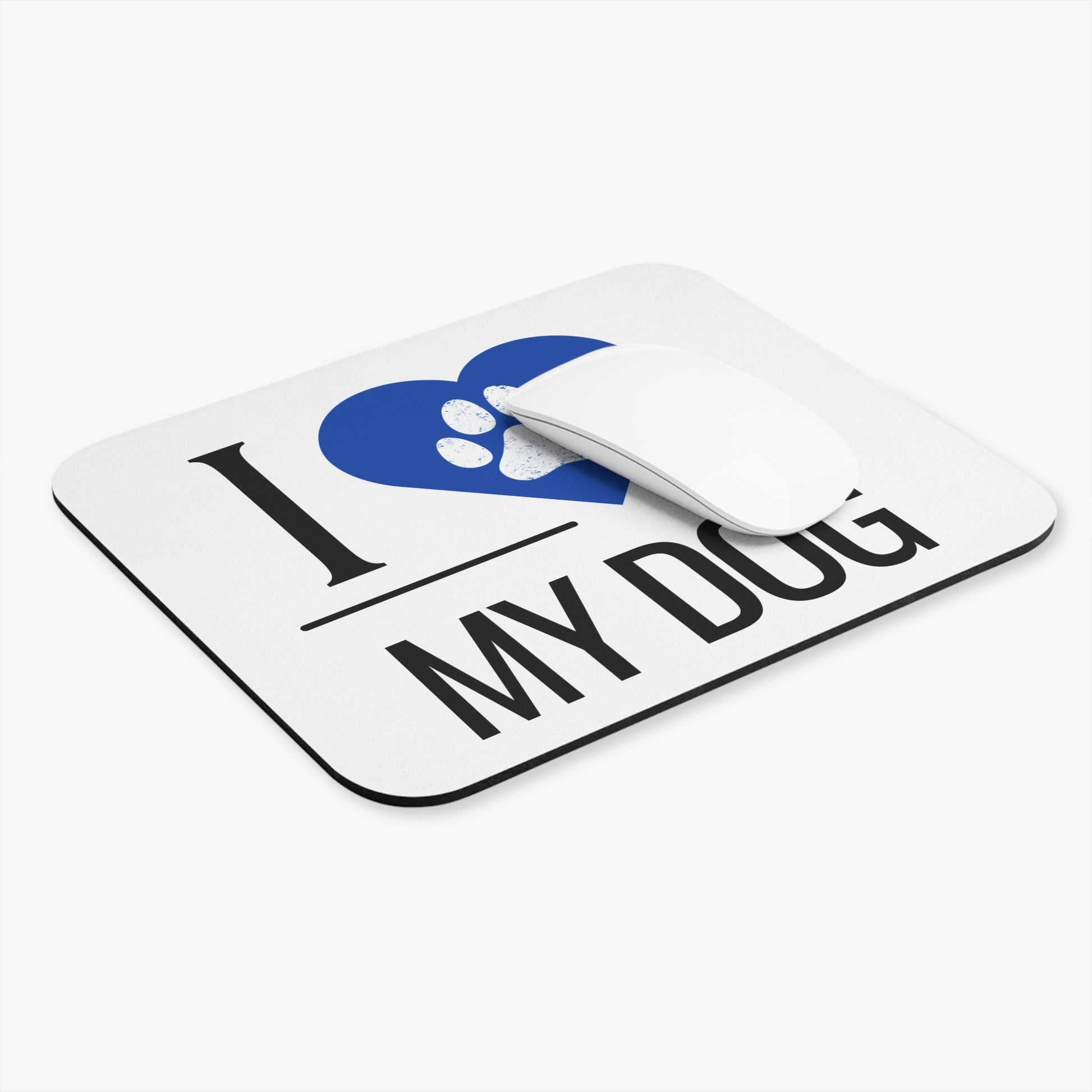 I Love My Dog Mouse Pad - Blue Heart