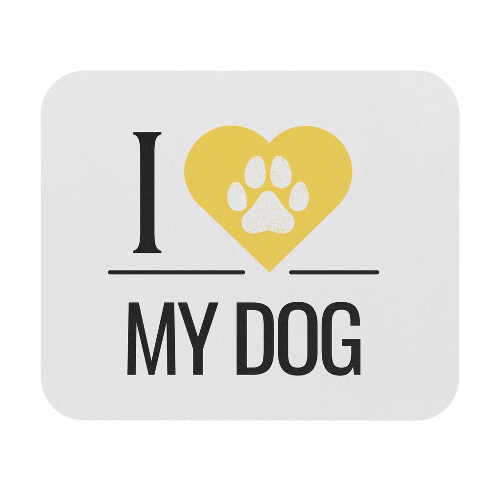 I Love My Dog Mouse Pad - Yellow Heart